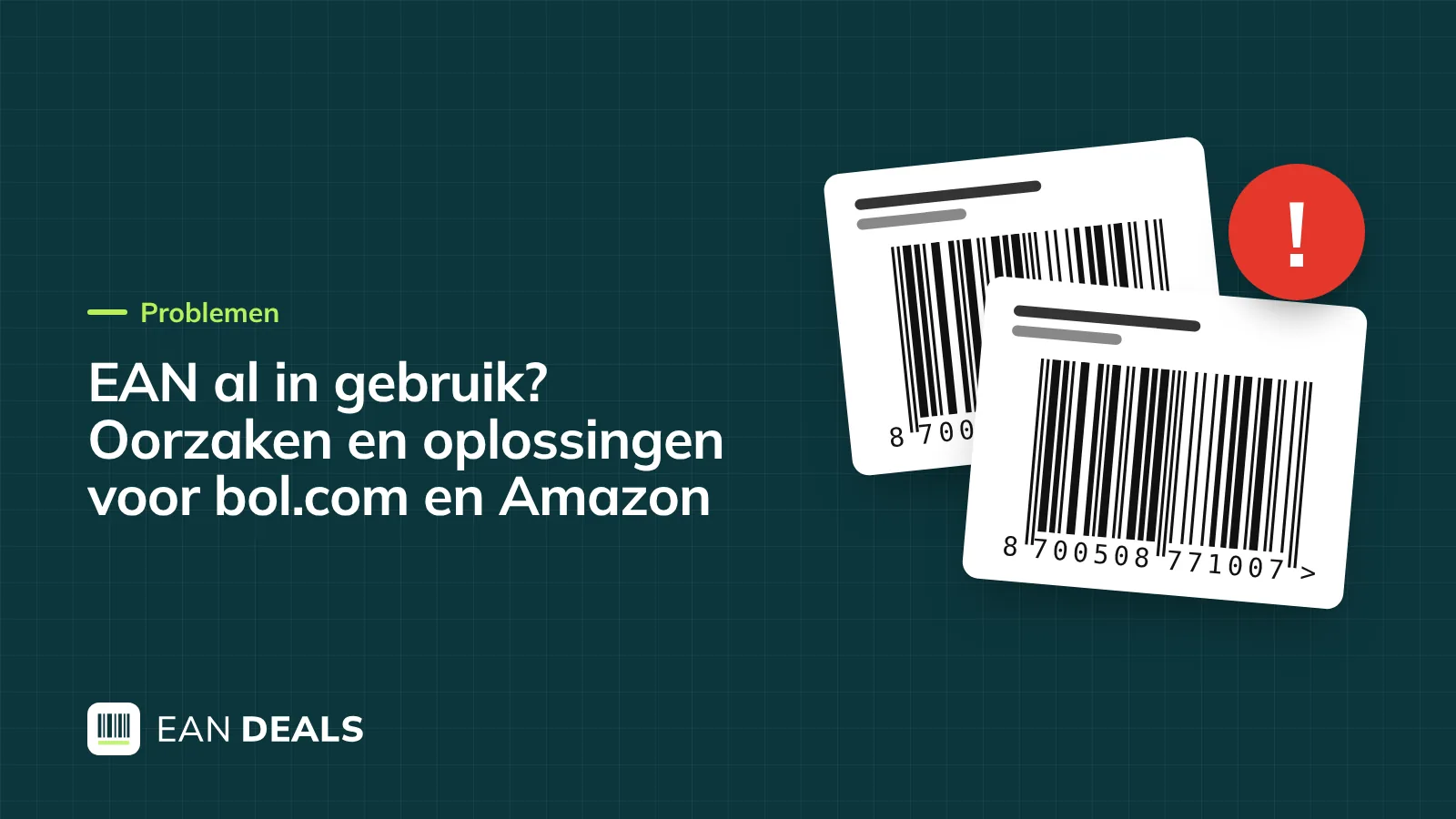 Waarschuwingssymbool naast een EAN-13 barcode op een productdoos