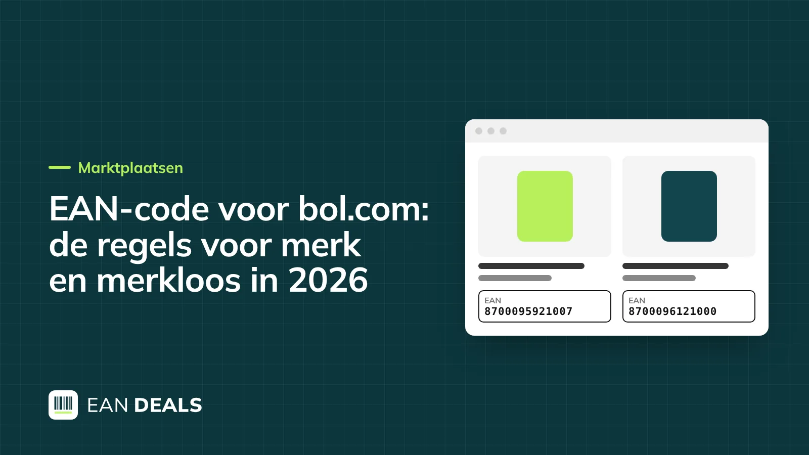 Laptop met een productpagina en een EAN-13 barcode op een verzenddoos