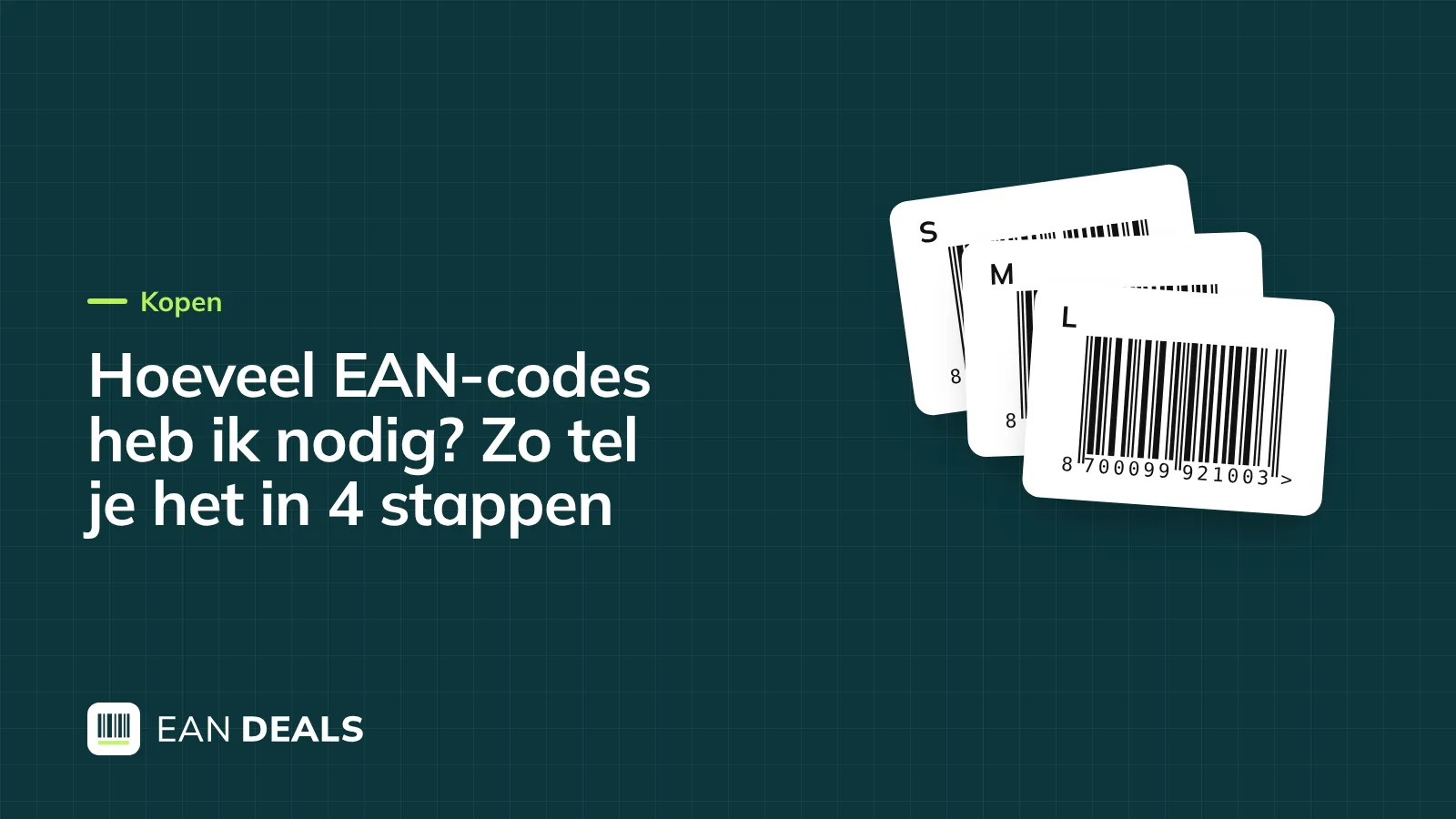 Gestapelde productdozen in drie maten, elk met een eigen barcode
